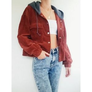 FOREVER 21 BOXY BROWN CORDUROY JACKET SIZE S